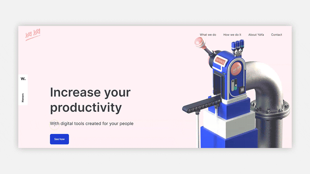 A cartoon illustration of a machine creating men who emerge using an iPad